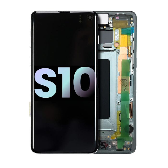 OLED Display mit Rahmen für Galaxy S10 (Service Pack) (Prism Green)