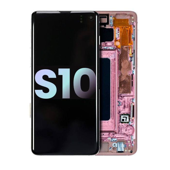 OLED Display mit Rahmen für Galaxy S10 (Service Pack) (Flamingo Pink)
