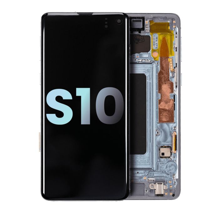 OLED Display mit Rahmen für Galaxy S10 (Service Pack) (Prism Blue)