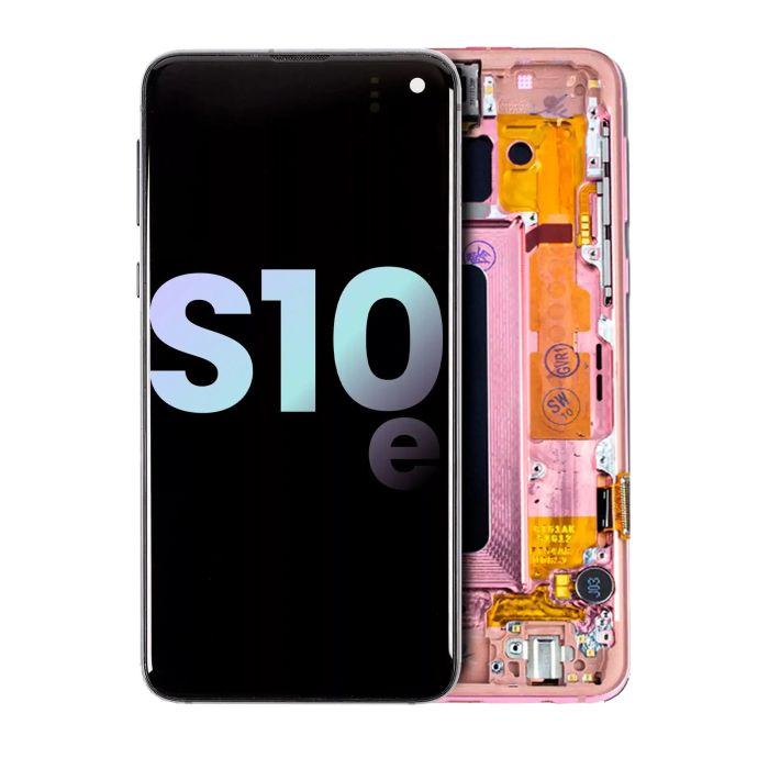 OLED Display mit Rahmen für Galaxy S10E (Service Pack) (Flamingo Pink)