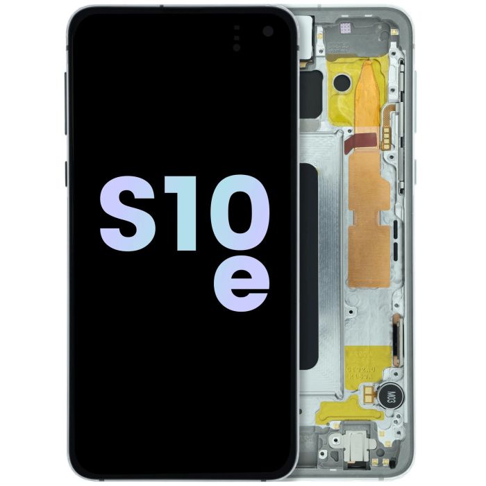 OLED Display Einheit mit Rahmen für Samsung Galaxy S10E (Service Pack) (Silber)
