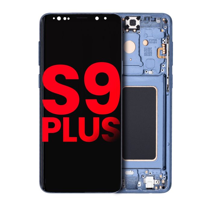 OLED Display mit Rahmen für Galaxy S9 Plus (Aftermarket Plus) (Coral Blue)