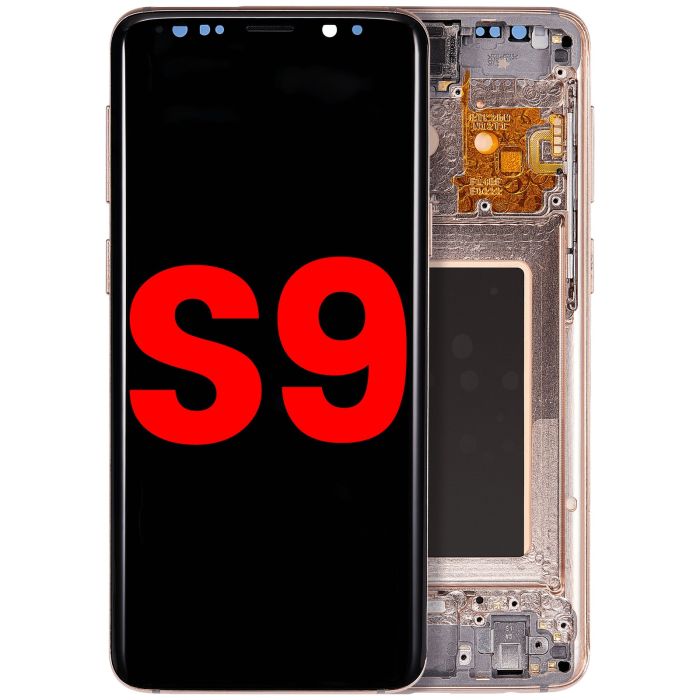 OLED Display mit Rahmen für Galaxy S9 (Aftermarket Plus) (Sunrise Gold)