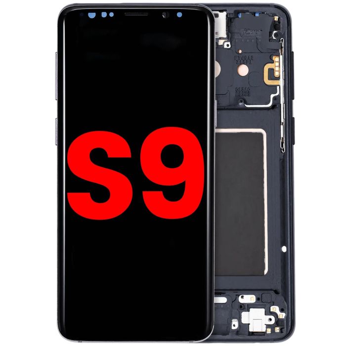 OLED Display mit Rahmen für Galaxy S9 (Aftermarket Plus) (Midnight Black)