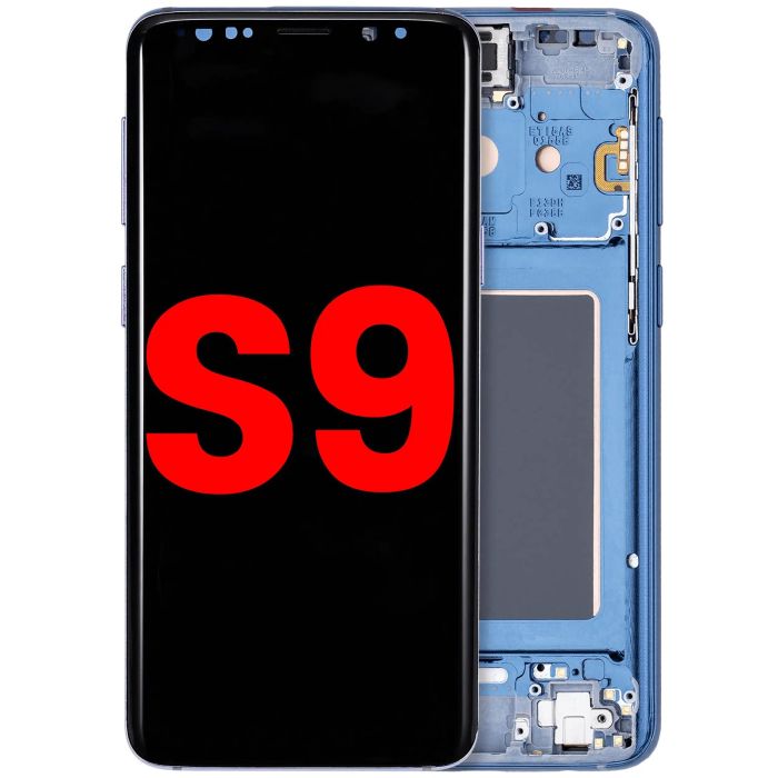 OLED Display mit Rahmen für Galaxy S9 (Aftermarket Plus) (Coral Blue)
