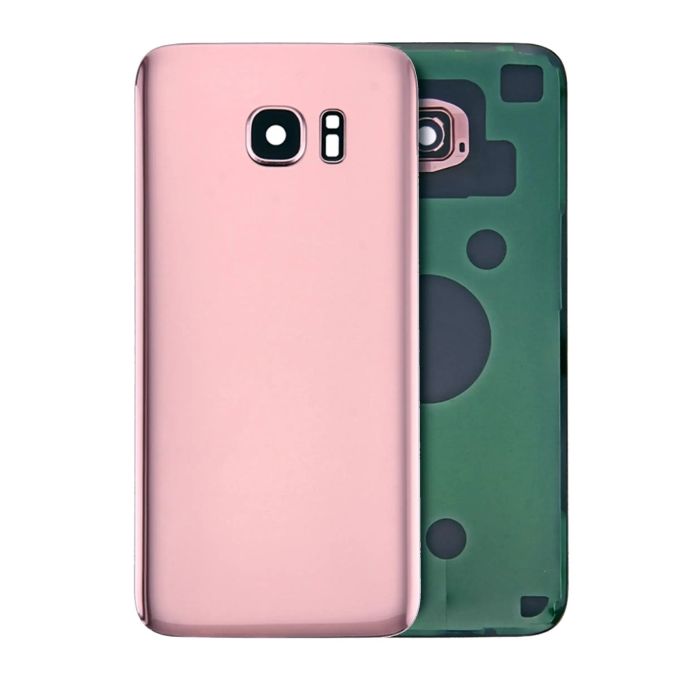 Rückglas mit Kameralinse für Galaxy S7 Rand (ohne Logo) (Rose Pink)