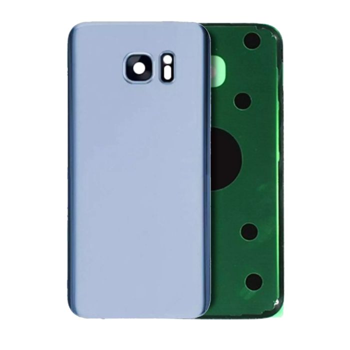 Rückglas mit Kameralinse für Galaxy S7 Rand (ohne Logo) (Coral Blue)