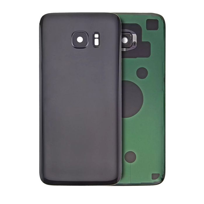 Rückglas mit Kameralinse für Galaxy S7 Rand (ohne Logo) (Schwarz)
