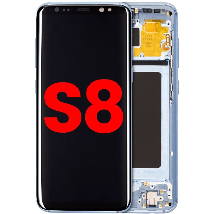 OLED Display mit Rahmen für Galaxy S8 (Aftermarket Plus) (Coral Blue)