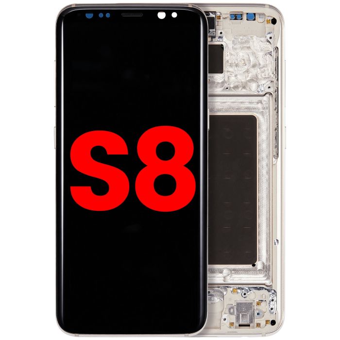 OLED Display mit Rahmen für Galaxy S8 (Aftermarket Plus) (Arctic Silver)