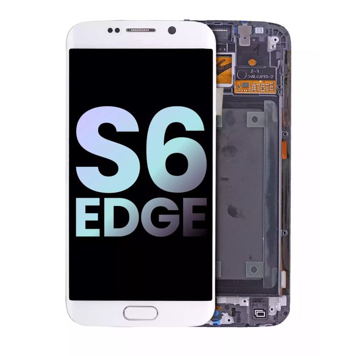 OLED Display mit Rahmen für Galaxy S6 Rand (Service Pack) (White Pearl)