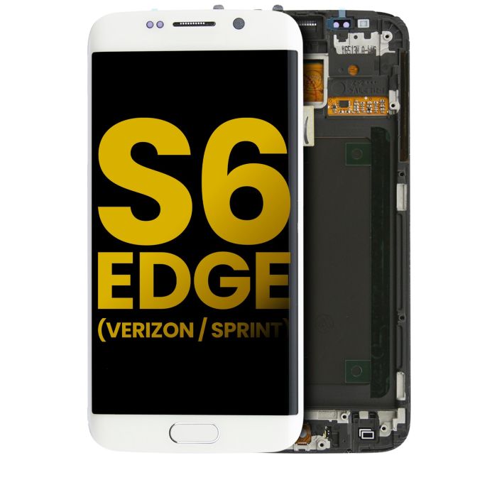 LCD Display mit Rahmen für Galaxy S6 Rand (Verizon/ Sprint) (White Pearl)