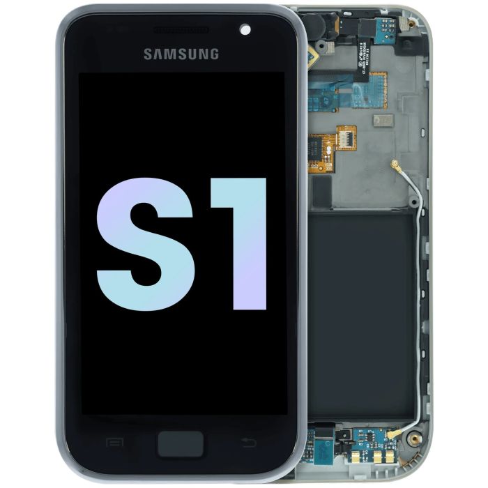 LCD Display Einheit mit Rahmen für Samsung Galaxy S1 (Service Pack) (Weiß)
