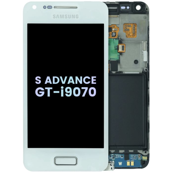 OLED Display mit Rahmen für Galaxy S Advance GT-i9070 (Service Pack) (Weiß)