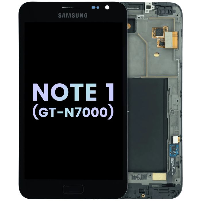 OLED Display mit Rahmen für Galaxy Note 1 (GT-N7000) (Service Pack) (Schwarz)