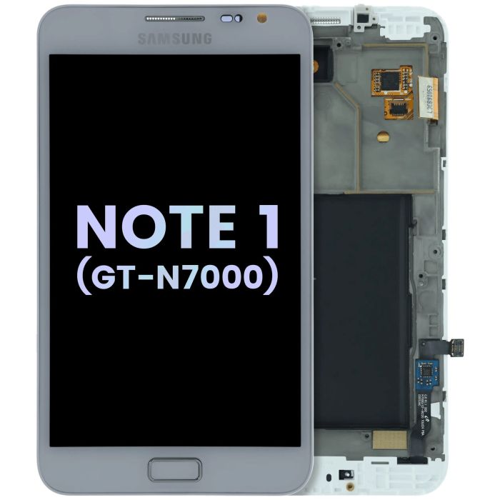 OLED Display mit Rahmen für Galaxy Note 1 (GT-N7000) (Service Pack) (Weiß)