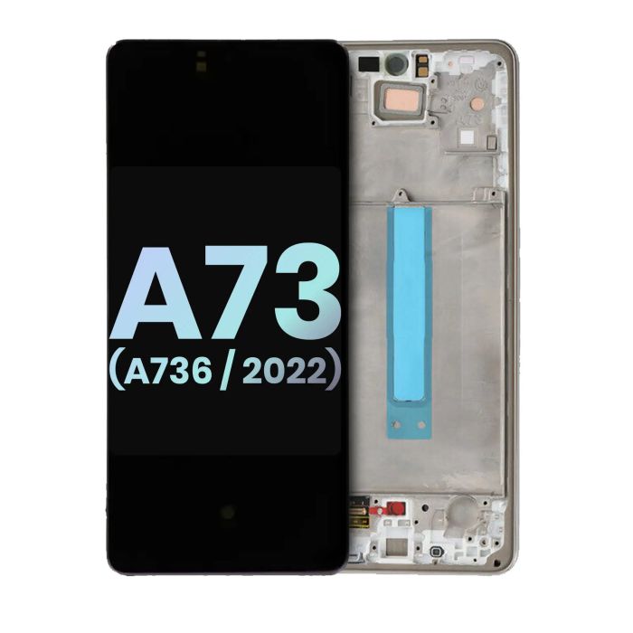 Oled Assembly mit Rahmen für Galaxy A73 5G (A736/ 2022) (Service Pack) (Weiß)