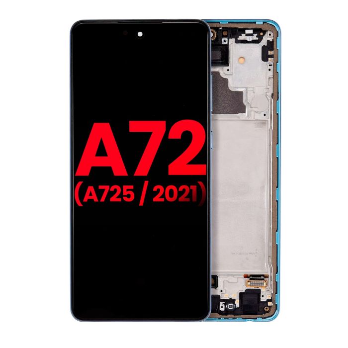 OLED Display mit Rahmen für Samsung A72 (A725/ 2021) (6.67") (Awesome Blue)