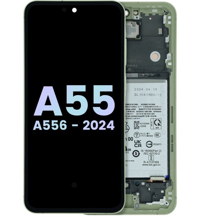 OLED Display mit Rahmen für Galaxy A55 (A556/ 2024) (Service Pack) (Lemon)