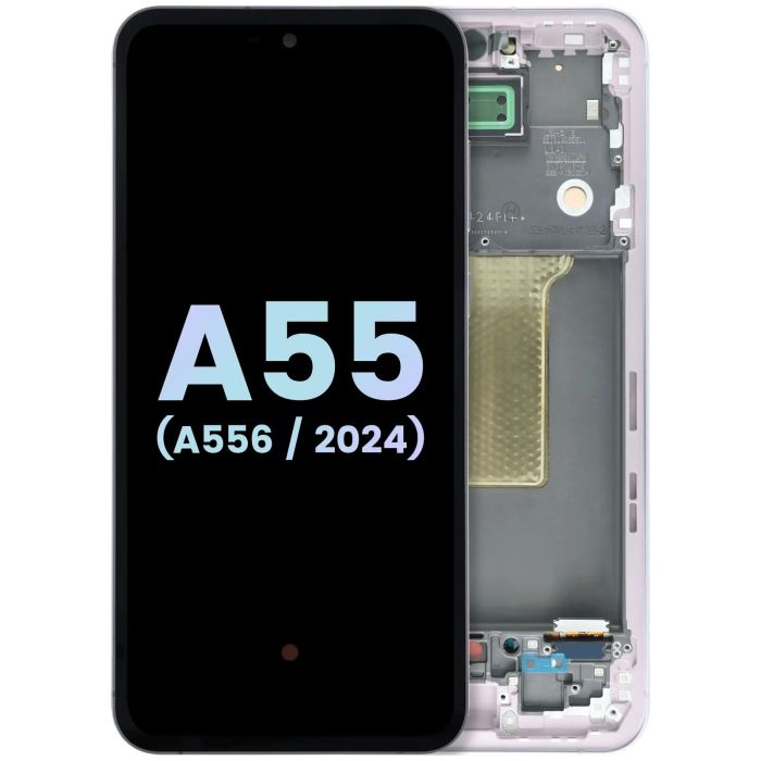 OLED Display mit Rahmen für Galaxy A55 (A556/ 2024) (Service Pack) (Lilac)