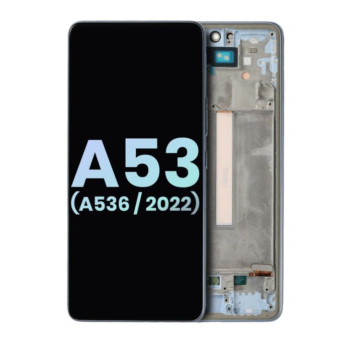 OLED Display mit Rahmen für Galaxy A53 5G (A536/ 2022) (Service Pack) (Blau)