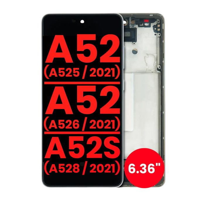OLED Display mit Rahmen für Galaxy A52 4G (A525/ 2021)/ A52 5G (A526/ 2021)
