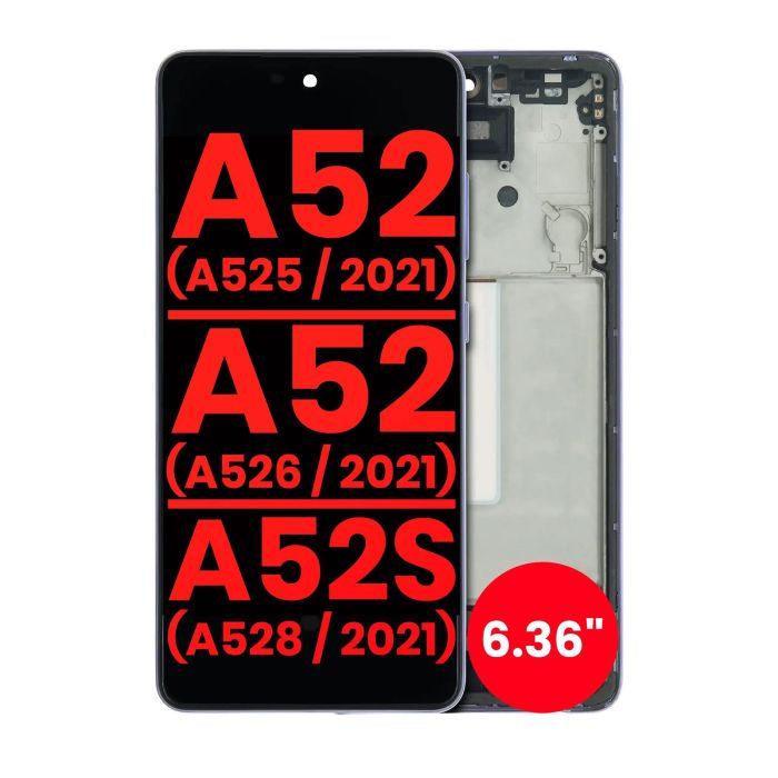 OLED Display mit Rahmen für Galaxy A52 4G (A525/ 2021) (A526/ 2021) (A528/ 2021)