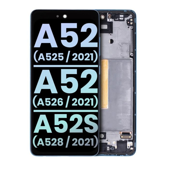 OLED Display mit Rahmen für Galaxy A52 4G (Service Pack) (Awesome Blue)