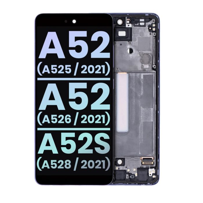 OLED Display mit Rahmen für Galaxy A52 4G (A525/ 2021) (A526/ 2021) (A528/2021)