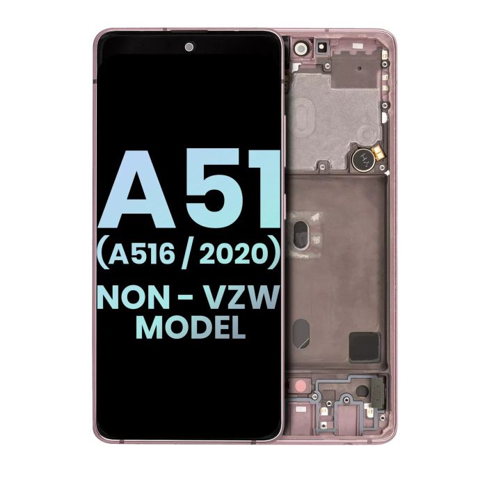 OLED Display mit Rahmen für Galaxy A51 5G (Service Pack) (Prism Cube Pink)