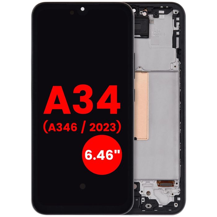 OLED Display mit Rahmen für Galaxy A34 5G (A346/ 2023) (6.46") (Graphit)