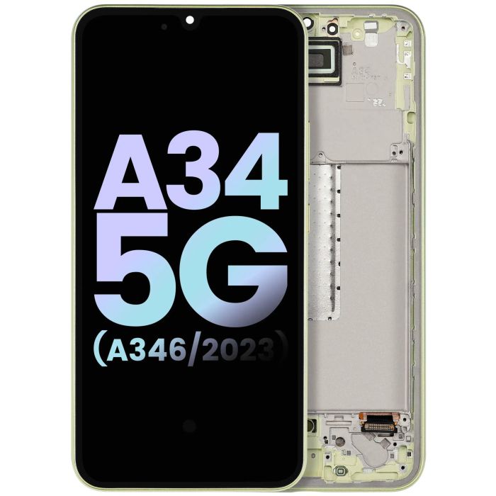 OLED Display mit Rahmen für Galaxy A34 5G (A346/ 2023) (Service Pack) (Lime)