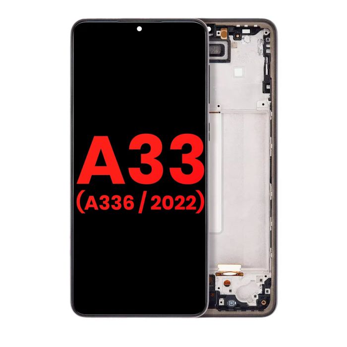 OLED Display mit Rahmen für Galaxy A33 5G (A336/ 2022) (Schwarz)