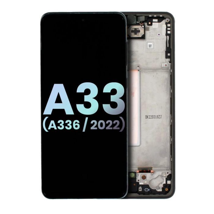OLED Display mit Rahmen für Galaxy A33 5G (A336/ 2022) (Service Pack) (Schwarz)