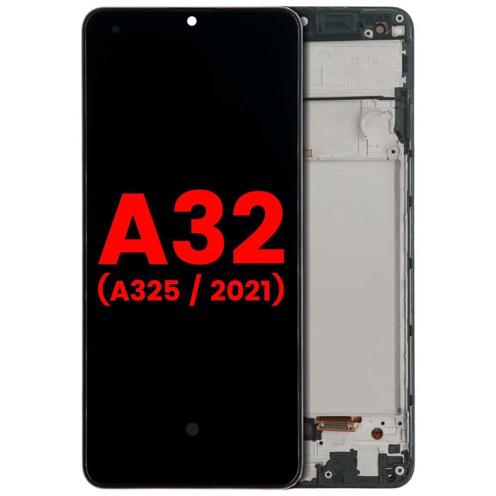 OLED Display mit Rahmen für Galaxy A32 4G (A325/ 2021) (Awesome Black)