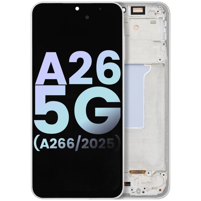 OLED Display mit Rahmen für Galaxy A26 5G (A266/ 2025) (Service Pack) (Weiß)