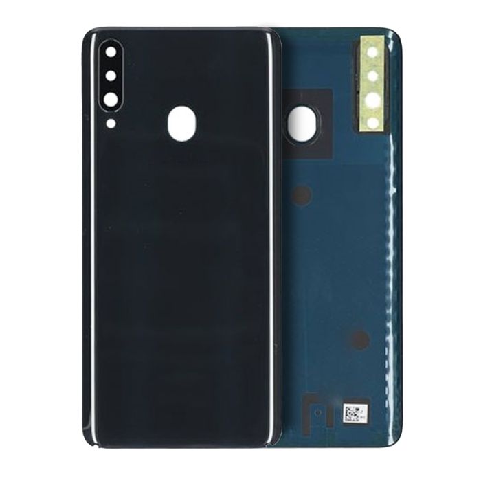 Rückglas mit Kameralinse für Samsung Galaxy A20S (Service Pack) (Schwarz)