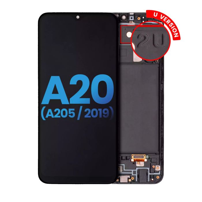 LCD Display mit Rahmen für Galaxy A20 (A205/ 2019) (U Version)