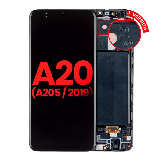 OLED Display mit Rahmen für Galaxy A20 (A205/ 2019) (F Version) (All Colors)