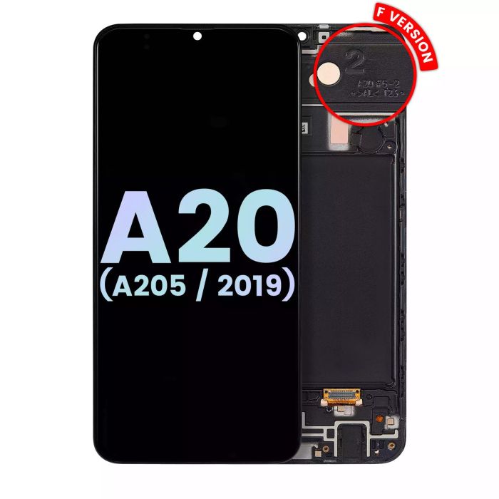 OLED Display mit Rahmen für Galaxy A20 (A205/ 2019) (F Version) (Service Pack)