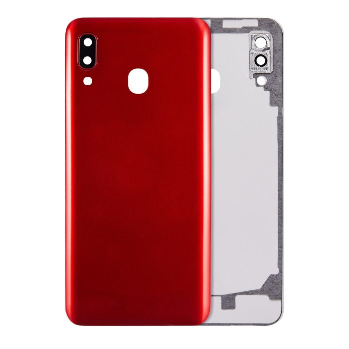 Rückglas mit Kameralinse für Galaxy A20 (A205/ 2019) (Aftermarket Plus) (Rot)