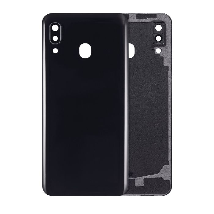 Rückglas mit Kameralinse für Galaxy A20 (A205/ 2019) (Schwarz)