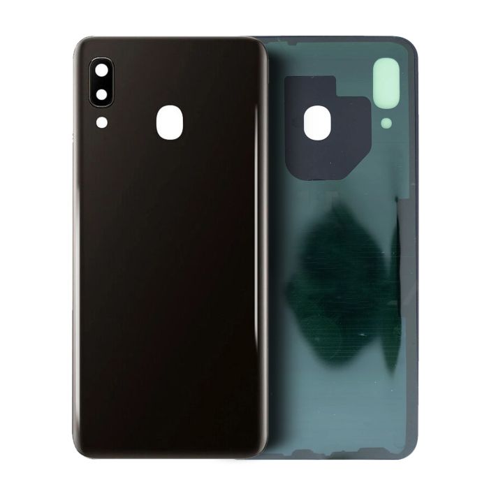 Rückglas mit Kameralinse Samsung Galaxy A20 (A205/ 2019) (Schwarz)