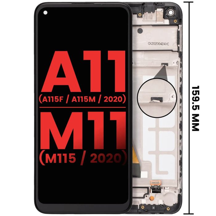 LCD Display mit Rahmen für Galaxy A11 (A115F/ A115M/ 2020)/ M11 (M115/2020)