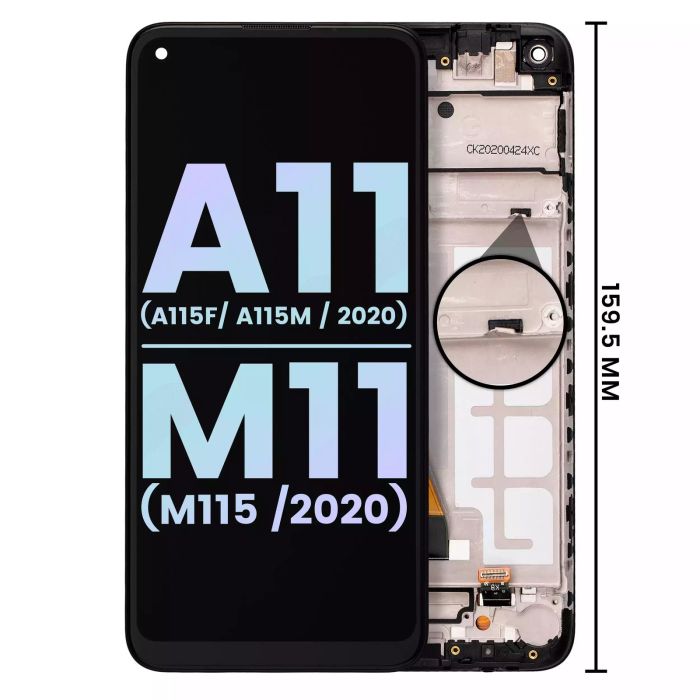LCD Display mit Rahmen für Galaxy A11 (A115F/ A115M/ 2020)/ M11 (M115/ 2020)