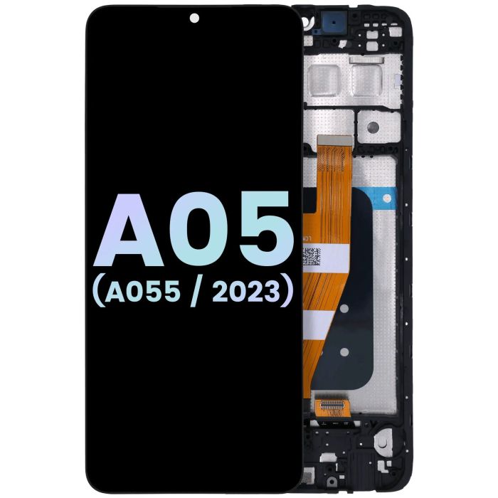 OLED Display mit Rahmen für Galaxy A05 (A055/ 2023) (Service Pack) (Schwarz)