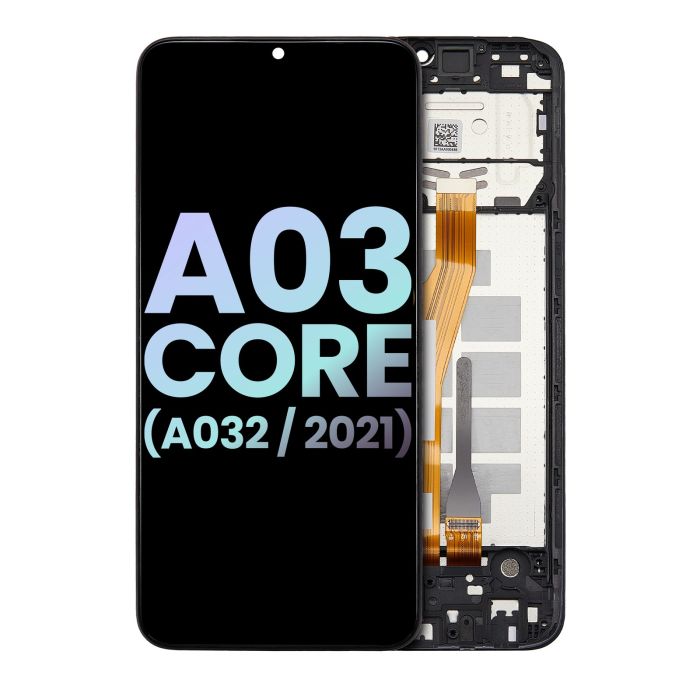 LCD Display mit Rahmen für Galaxy A03 Core (A032/ 2021) (Service Pack) (Schwarz)