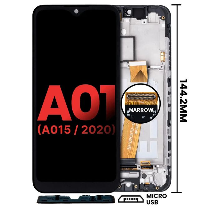 LCD Display mit Rahmen für Galaxy A01 4G (A015/ 2020) (Global Model)