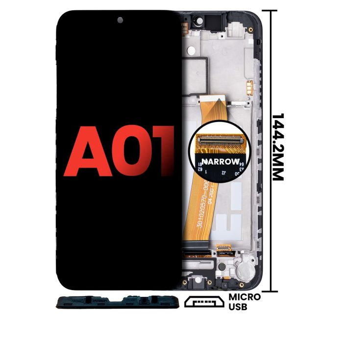LCD Display mit Rahmen für Galaxy A01 (Global Model) (Micro USB Rahmen)