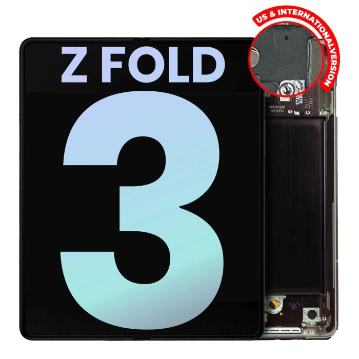 Innen OLED Display mit Rahmen für Galaxy Z Fold 3 5G (Phantom Black)